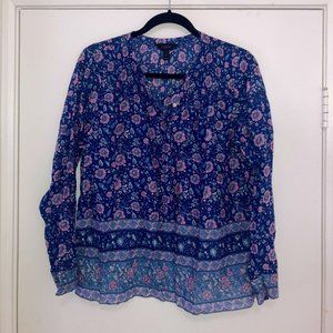 Button-front J Crew Floral Blouse (Size 8)
